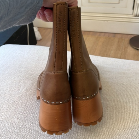 Swedish Hasbeens pull on Plain Boot Clog Boot Tabacco Taupe Color🌈❤️ - Picture 5 of 10